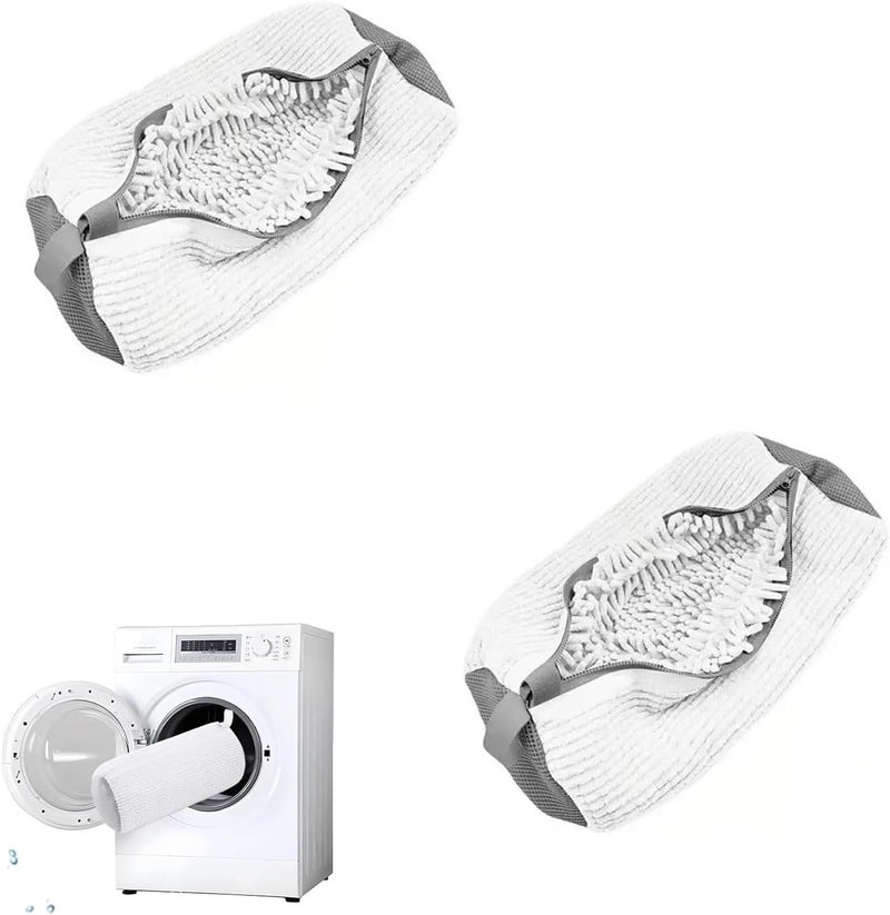 Fachoige Shoe Washing Machine Bag, Shoe Laundry Bags for Washing Machine, 2 Pcs Sneaker Shoe Washing Bag, Laundry Shoe Bag for Washer and Dryer, Reusable Shoe Washing Bags (White) - Image 1